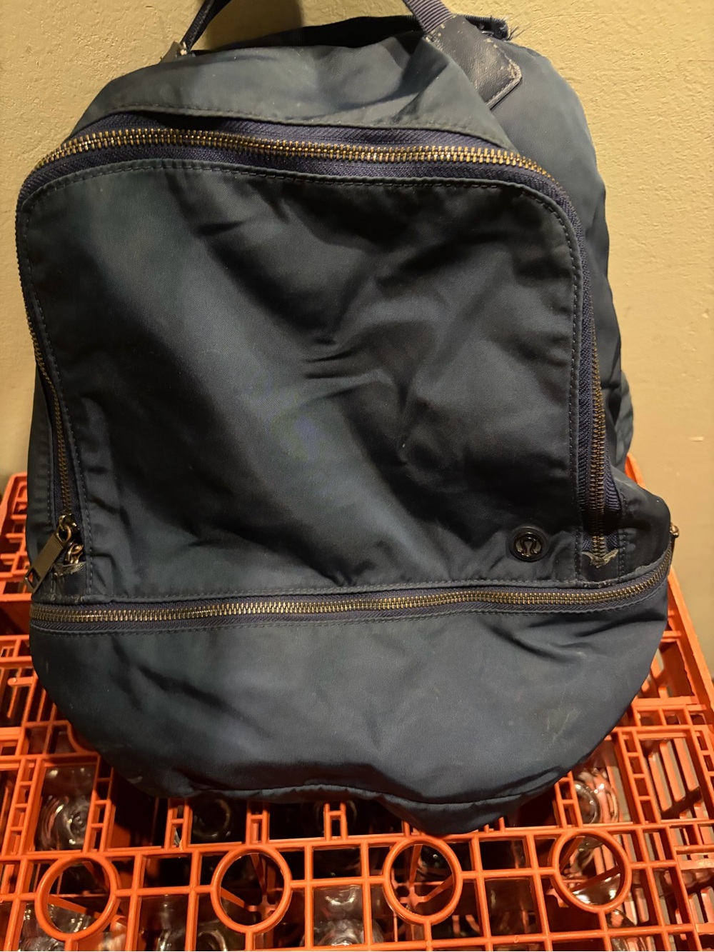Lululemon designer brand city adventure model travel backpack blue carry on bag